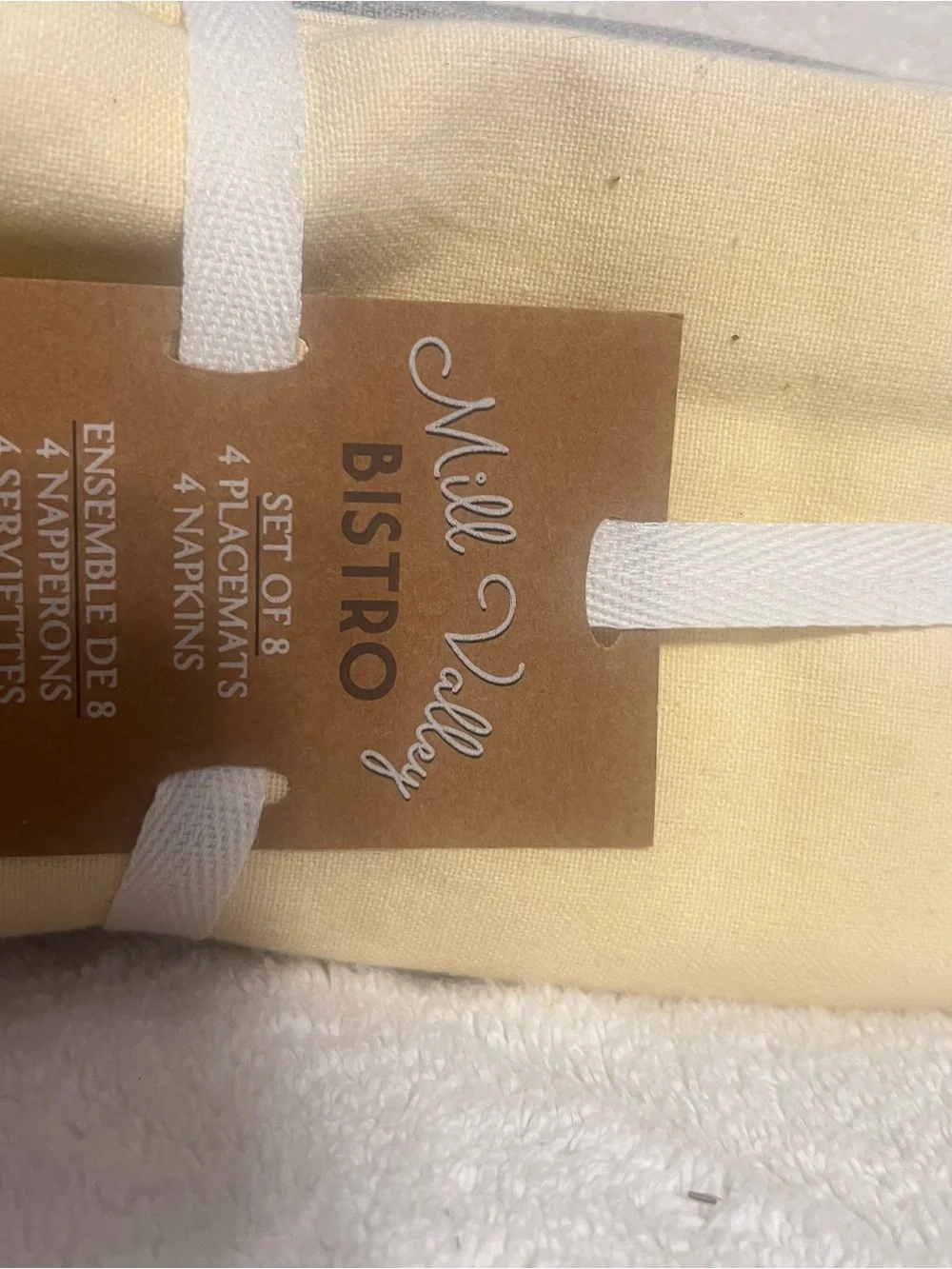Mill Valley Bistro Yellow & white Cotton Placemat & yellow and light grey Napkin